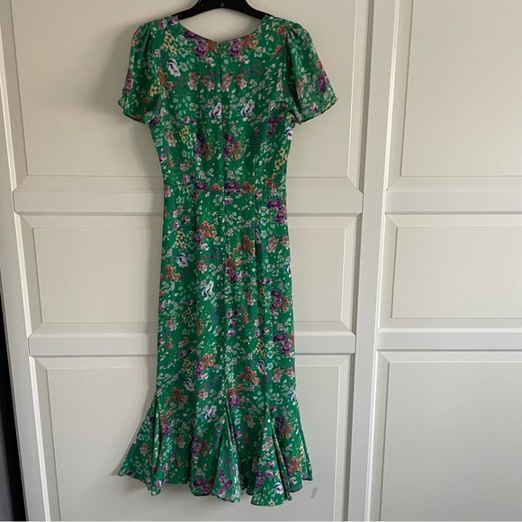 LaRoque Barrett Green Meadow Floral Print V-neck Midi Dress 22778 - Picture 4 of 12